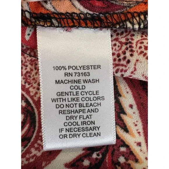 Spense Womens Multicolor Paisley Pleated Bell Sleeve Blouse Boho Size Medium - Picture 9 of 9